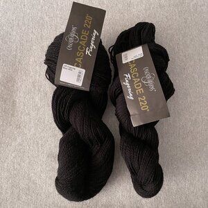 NWT Cascade 220 Fingering Colour 8555 Black Lot of 2